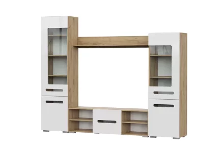 Гостиная МГС-6, дуб золотой/белый глянец  