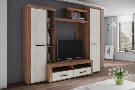 Гостиная Марсель-4, дуб крафт табачный/дуб крафт белый 