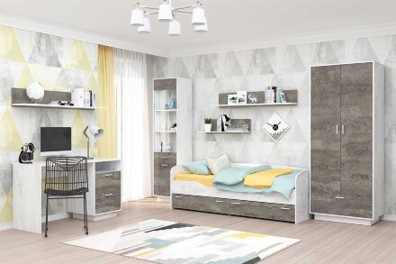 Кровать с ящиками (арт.016)  ЭГО,  бетон/камень 