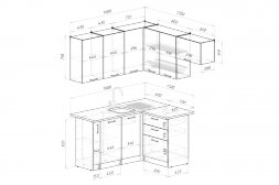 Кухонный гарнитур Дюна мега прайм, 160х170 см