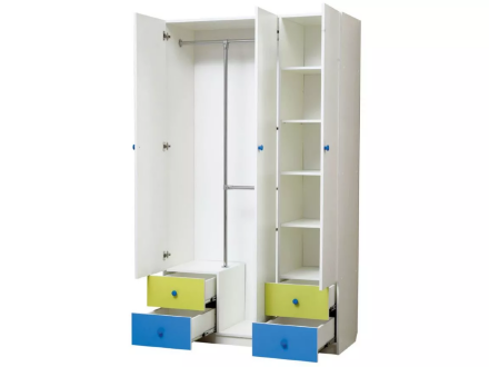 Шкаф 3-х дверный с ящиками, зеркалом и фотопечатью Совята 3.1 