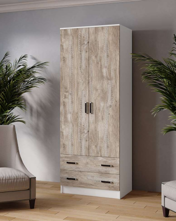 Шкаф двухдверный 800 Лагуна, Белый/ Дуб Юкон 