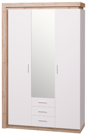 Шкаф для одежды с ящиками 3-х дверный с зеркалом Люмен №15 