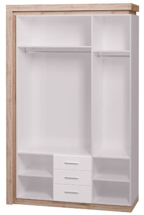 Шкаф для одежды с ящиками 3-х дверный с зеркалом Люмен №15 