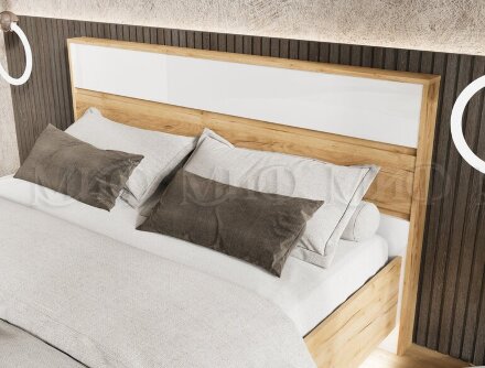 Модульная спальня Роджина, дуб крафт/белый глянец 