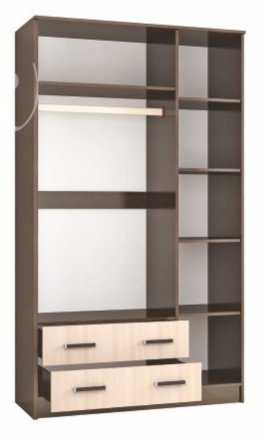 Шкаф 3-х дверный Лагуна, Венге/ Дуб молочный 