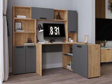 Уголок школьника Квартет-13, Дуб крафт золотой/Графит (Комплект 2) 