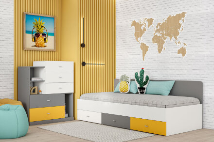 Шкаф 2 двери, 2 ящика ШК-1  Клео, солнечный 