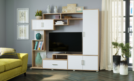 Гостиная Пекин, Сонома-Белый глянец 