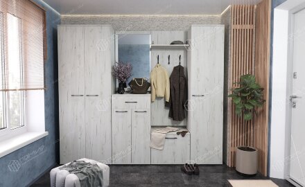 Модульная прихожая Италия 2, Крафт Белый  