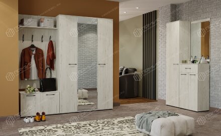 Модульная прихожая Италия 3, Крафт Белый   