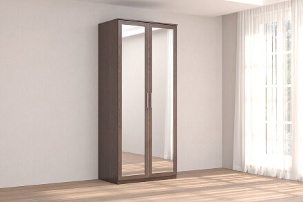 Шкаф 2 двери с зеркалом КЭТ-4, венге 