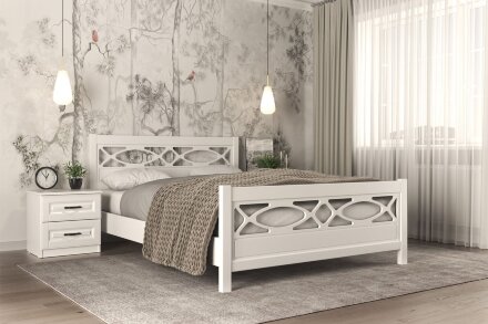 Кровать из массива Лоренса, белый античный  