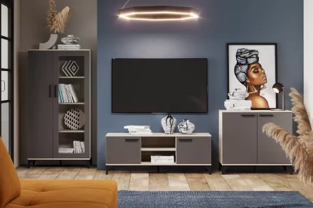 Модульная гостиная Марсель 3, софт графит   