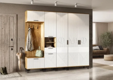 Обувница Флэш, Браш Вайт/Дуб крафт 