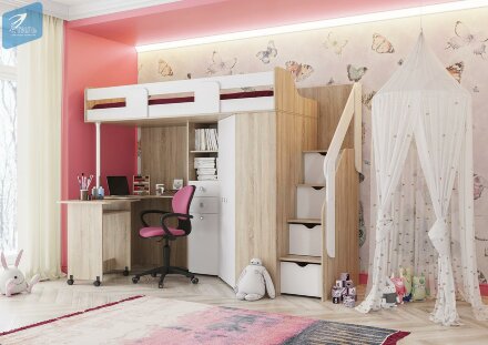 Кровать-чердак Мийа, сонома 