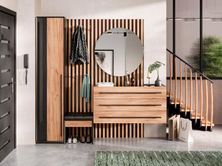 Вешалка настенная Неаполь, Черный/Дуб Вотан 