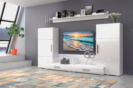 Гостиная Домино, белый глянец  