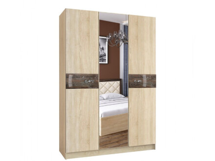 Шкаф 3-х створчатый Мадлен (дуб сонома/дуб шале мореный)   