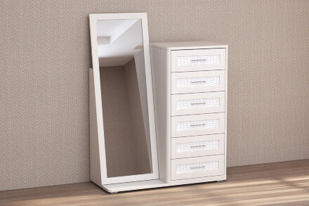 Комод 6 ящиков с зеркалом КЭТ-4, бодега  