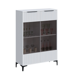 Шкаф со стеклом Кимберли, Белый/Белый глянец