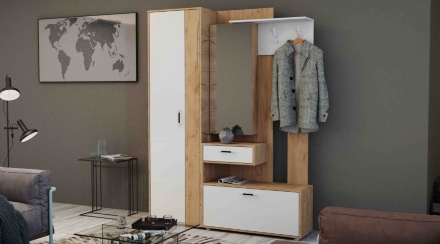 Секция с зеркалом Инфинити, Дуб Крафт/Белый 