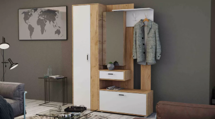 Модульная прихожая Инфинити, Дуб Крафт/Белый 