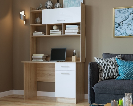 Стол ПКС-2, Сонома-Белый глянец 