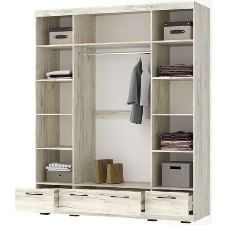 Шкаф Соната ШСЗ-1800, Крафт белый - Антрацит 