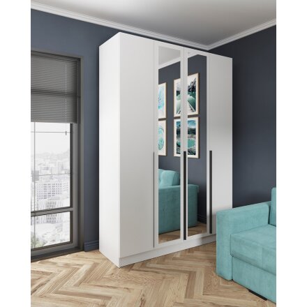 Шкаф четырехстворчатый с зеркалом Мадрид, Белый 