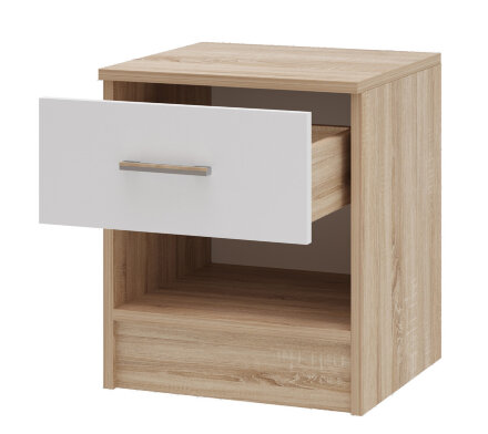 Тумба прикроватная Беатрис, Сонома + Белый глянец 