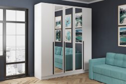 Шкаф пятистворчатый с зеркалом Мадрид, Белый