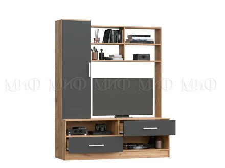 Модульная гостиная Мартина, графит/дуб крафт  