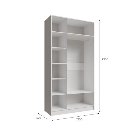 Шкаф трехстворчатый с зеркалом Мадрид, Белый/Ателье светлое 