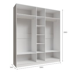 Шкаф пятистворчатый с зеркалом Мадрид, Белый/Ателье светлое