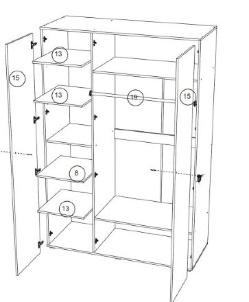 Шкаф 3 двери Валенсия 