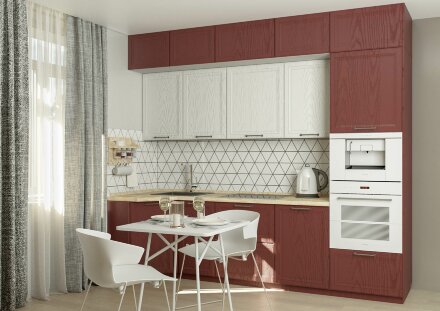 Кухня модульная Беверли (альберо россо + белый фактурный) 