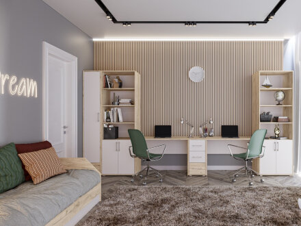 Шкаф открытый Оливия, Серый дуб/Белый 