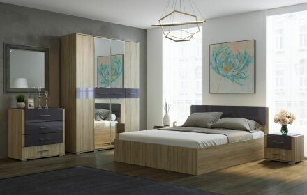 Шкаф 4-х створчатый Бьянка, Сонома/Графит 