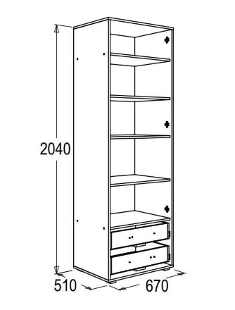 Шкаф 2-х дверный Омега - 16 