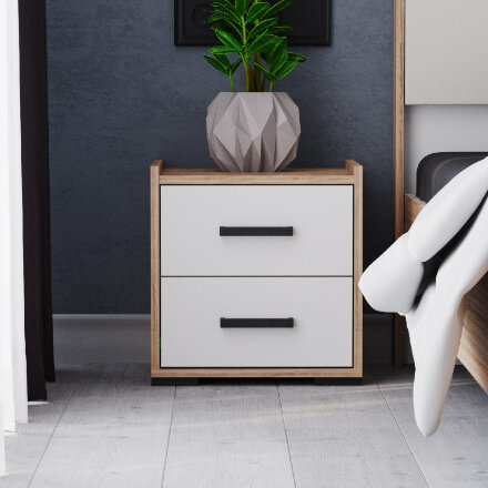 Тумба прикроватная Соната, Дуб сонома/Белый  