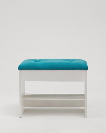 Тумба для обуви Лина, белый / бирюза 