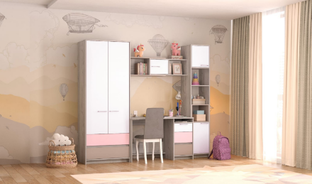 Шкаф 2-х дверный Зефир, розовый 