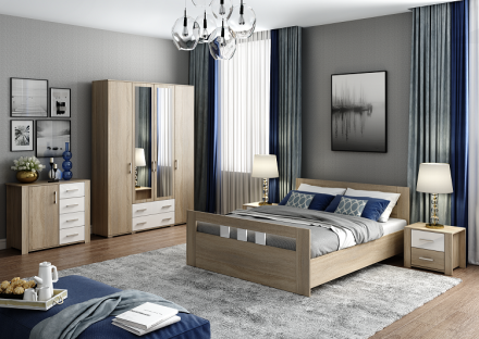 Комод №2 с дверью Сопрано, Сонома/Белый 