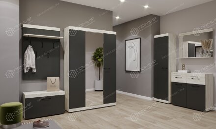 Шкаф Соната ШСЗ-1300, Крафт белый - Антрацит 