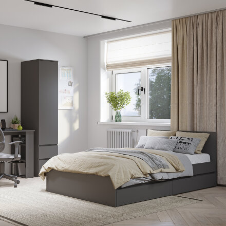 Кровать двуспальная Симпл, Графит 