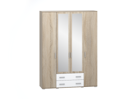 Шкаф четырехстворчатый Сопрано, Сонома/Белый 